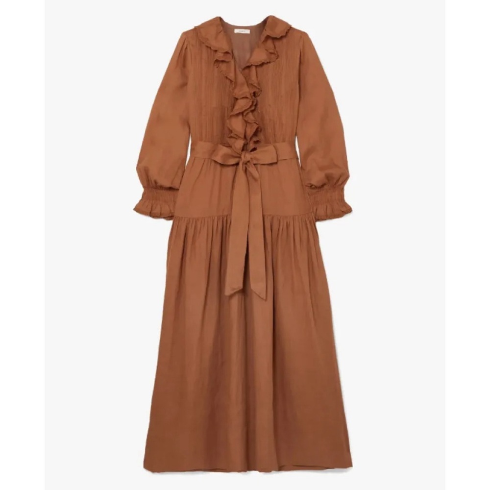 Doen marine belted poet dress brown tan